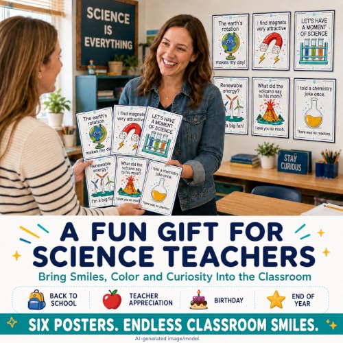 Funny Science Posters Set of 6, Science Classroom Decor, 11x14 Inch - color: Funny Science