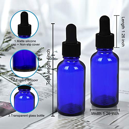 June Fox Glass Dropper Bottle,99 Pack 1oz Blue Glass Bottles with Droppers and Black cap for Essential Oils, Lab Chemicals, Perfumes - color: Blue