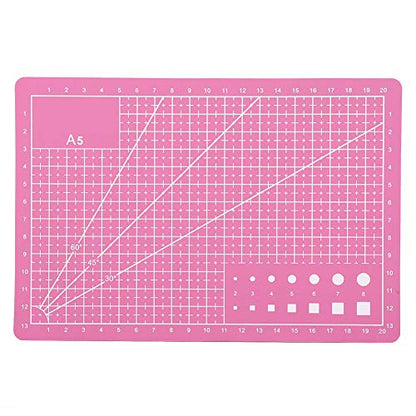 Clear Cutting Mat Sewing Self Healing Sewing Mat Pad A5 Mini Metric Cutting Mats For Crafts Cutting Board for DIY Handmade Quilting Sewing and Arts & Crafts Projects Tool (Pink)