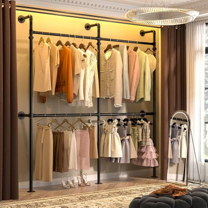 Aheaplus Industrial Pipe Clothing Rack, Reversible 6.75FT Clothes Rack - size: 81 inches
