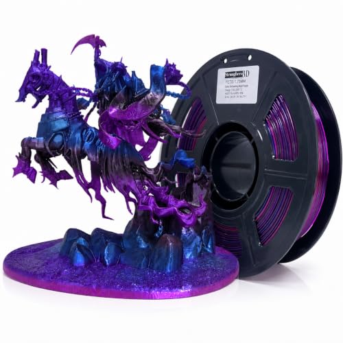 PETG Filament 1.75mm, Black Blue Purple Pink, Translucent Gradient 3D Printer Filament, Galaxy Glitter Black Fast Color Change PETG Filament for FDM 3D Printing, 1kg Spool - color: Petg Blue Cyan