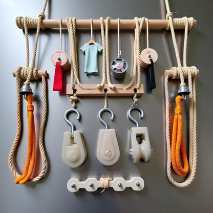20Pcs White Mini Plastic Pulley Wheel, Lightweight Nylon Small Pulley Wire Rope Pulley Set Nylon Clothesline Pulley Kit for DIY Home School Cranes Pulley Frame Project, Pulley Blocks