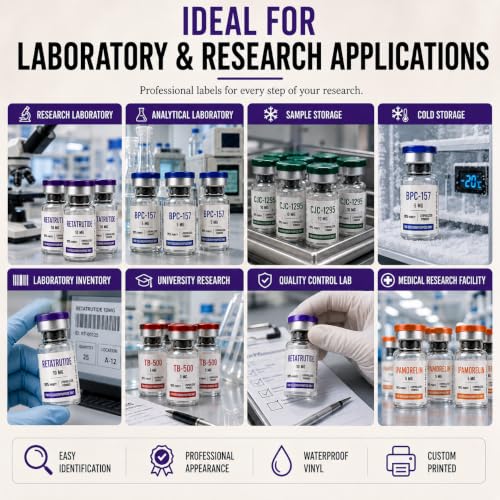 Custom Peptide Vial Labels 1.5 x 0.75 Waterproof Vinyl Stickers for Bottles
