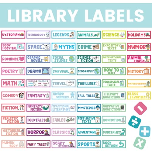 Tinlade 56 Pcs Classroom Reading Corner Label Library, Classic - style: Classic