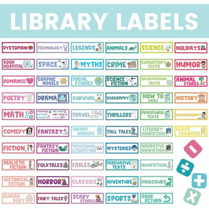 Tinlade 56 Pcs Classroom Reading Corner Label Library, Classic - style: Classic