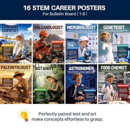 YUSPENYE 16pcs Science Career Posters, 11x14in STEM Classroom Decor