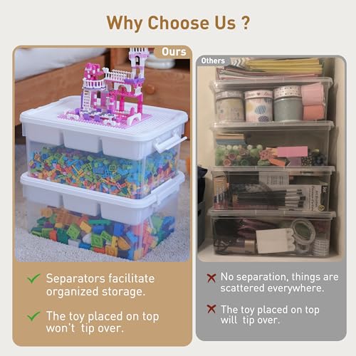Citylife 17QT 4-Pack Plastic Craft Storage Box Buildable Lid Removable Tray - size: 4 Packs-17 QT