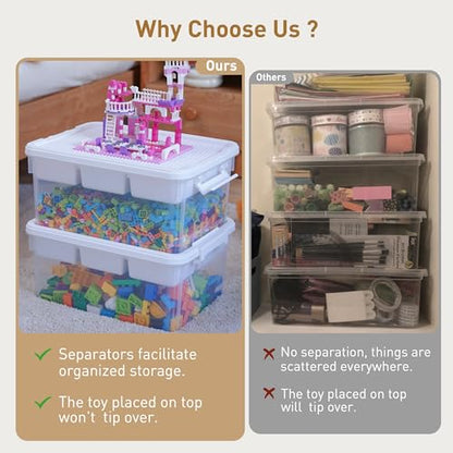 Citylife 17QT 4-Pack Plastic Craft Storage Box Buildable Lid Removable Tray - size: 4 Packs-17 QT