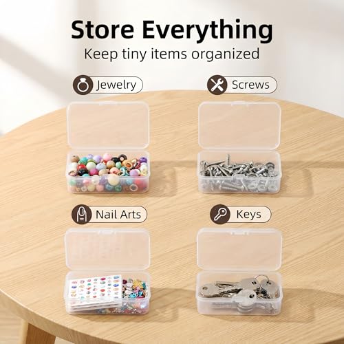CHSZCHOMER 12 Pack Clear Small Plastic Storage Bins 3.35x2.17x0.98 in, Mini Containers with Lids for DIY Bead Organizer, Craft Hardware Case - color: Clear