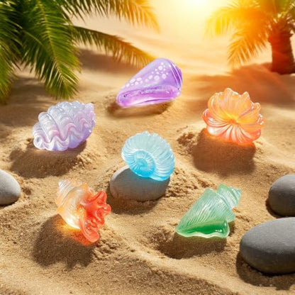 42Pcs Mini Resin Seashell Conch Figurines Small Sea Shell Figures for Craft - color: 42 Shells and Conchs - 7 Styles