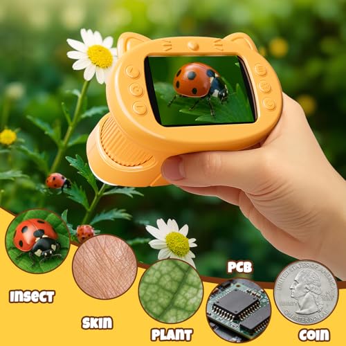 1000x Digital Microscope for Kids, Science Kits STEM Toy for Boy Girls 3-12 - color: Yellow