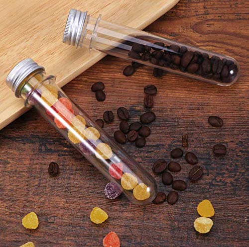 10 Pack 40ml Clear Plastic Test Tubes with Screw Caps Multi- Purpose Plastic Vials Containers for Scientific Experiments, Party, Decorate The House, Candy Storage