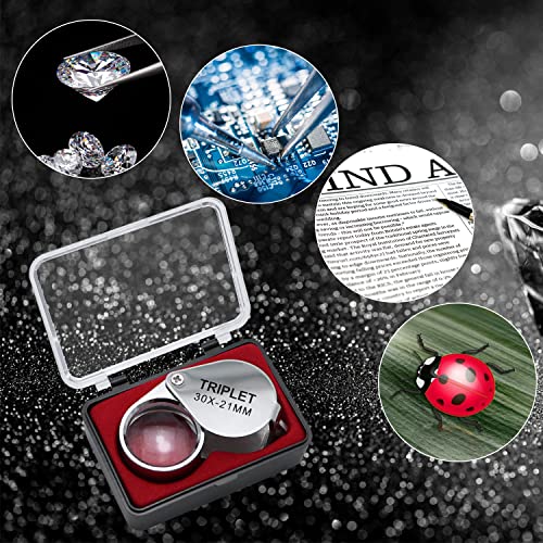 30X Jewelers Loupe Magnifier 2 Pcs Foldable Pocket Magnifying Glass - size: 2pcs