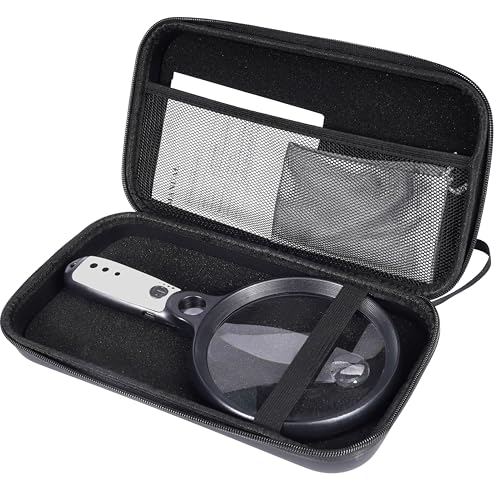 Large Magnifying Glass with 37 LED Light and Case, 10X 20X 45X Handheld - color: Black & White, size: Magnifier with Light (With Case)