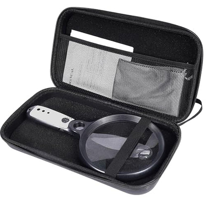 Large Magnifying Glass with 37 LED Light and Case, 10X 20X 45X Handheld - color: Black & White, size: Magnifier with Light (With Case)