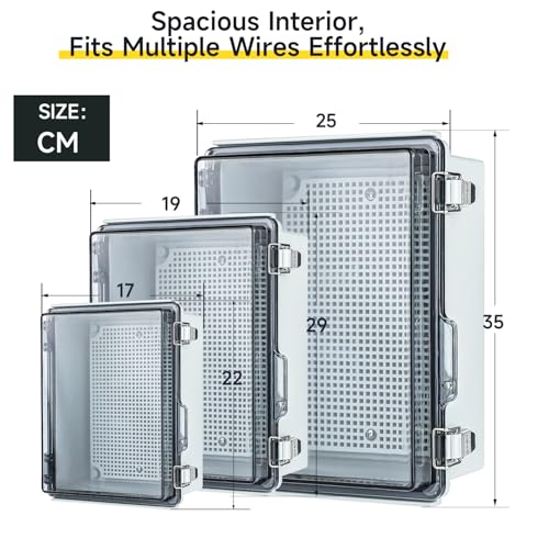 Junction Box Outdoor Waterproof Electrical Box Project IP67 ABS Enclosure - color: Clear, size: 8.7"x6.7"x4.3"