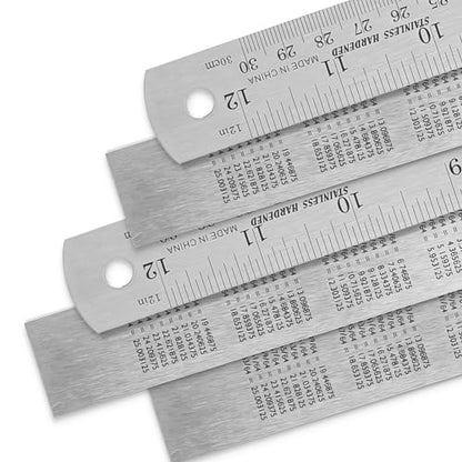 5 Pack | Pacific Arc, 12 Inch Stainless Steel Ruler with Inch/Metric Conversion Table - style: 5 Pack | 12 in