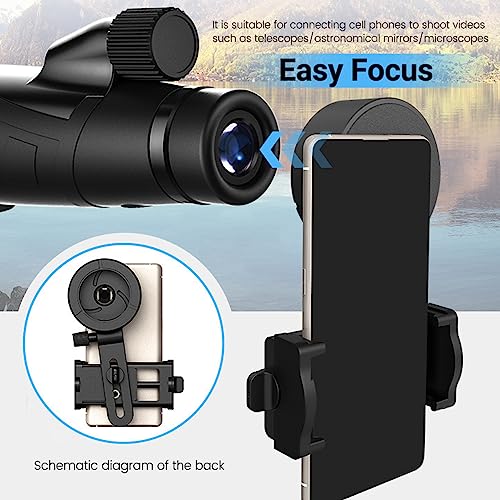 Adjustable Scope Mount, Universal Telescope Adapter, Binocular & Monocular Phone Attachment, Fits 4.2-7" Cell Phones