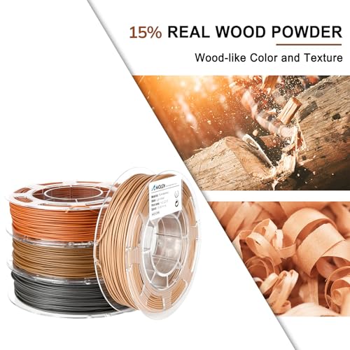 AMOLEN Wood PLA 3D Printer Filament Walnut Cherry Bamboo Ebony 200G x4 - color: Wood Walnut/Cherry Wood/Bamboo Wood/Ebony Black