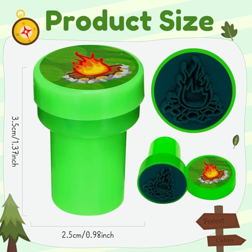 Cinrobiye 24 Pcs Camper Stampers Party Favor Set, Cute Camping Adventure Stamps for Kids Birthday Party, Classroom Rewards, Goody Bag Fillers, Outdoor Camping Themed Party Supplies - color: Camper