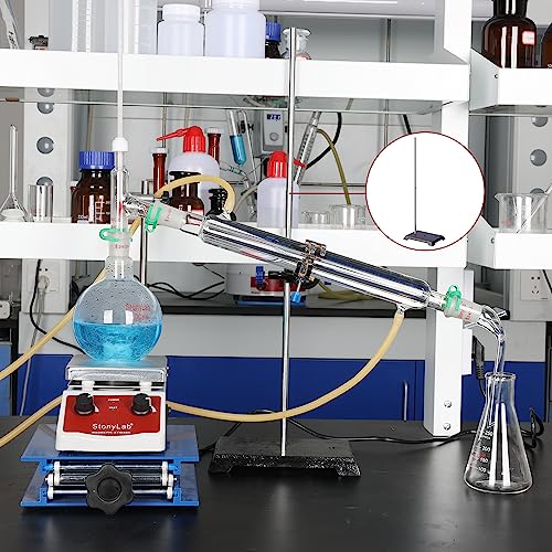 stonylab Lab Stand, 8 x 5 inch Cast Iron Support Ring Stand with 22.44 inch Rod for Laboratory