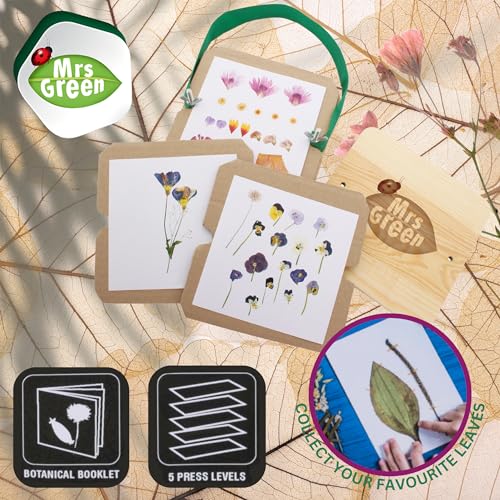 Flower Press Activity Kit by Mrs Green Tools - Outdoor Nature Craft Project To Preserve Dried Flowers and Leaves for Kids Ages 6+ - Educational STEM Learning for Kids - Gift for Elementary Students