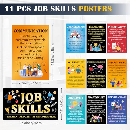 Outus 11 Pcs Job Skills Posters High School Classroom Decorations, Elegant - style: Elegant