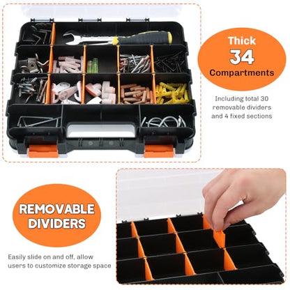 Small Parts Organizer Storage Case Tools Box 34-Compartments