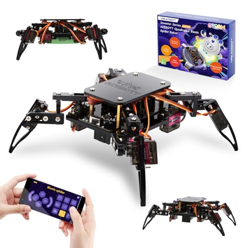 ACEBOTT STEM Robotics Science Kits for Adults, ESP8266 Spider Robot Building Kit, App Remote Control, Walking Crawling Fun Educational Toy for 12 + Year Old Boys, Girls, Teens, Adults Unique Gifts - color: Black