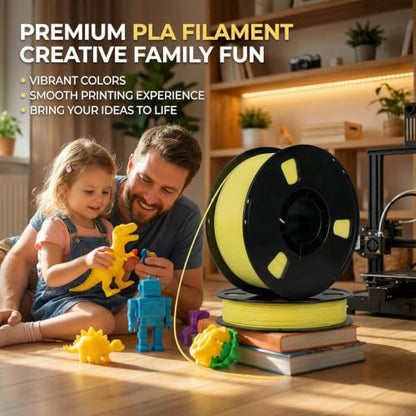 Matte PLA + 3D Printer Filament,PLA + Filament 1.75mm, Neatly Wound 3D Printing Filament 1.75mm, Dimensional Accuracy +/- 0.02 mm, Fit Most FDM 3D Printers, 1kg Spool (2.2lbs) (Yellow) - color: Yellow