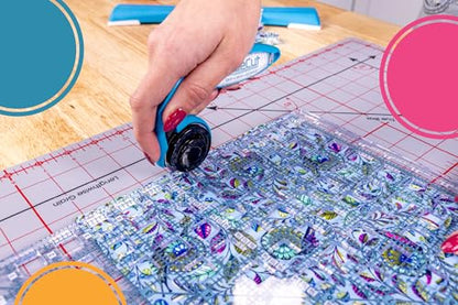 TrueCut My Comfort Rotary Cutter - 45mm Ergonomic Wheel Cutter for Fabric, Quilting, Sewing, Crafting - Left or Right-Handed - Track-and-Guide Ruler - Quilting and Sewing Supplies