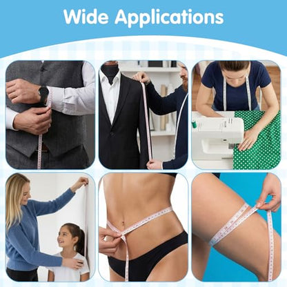 60 Pack Soft Retractable Measuring Tape Double-Scale 60 Inch/150cm for Body Measuring Metric Tape Measure Sewing Craft Cloth Tape Measure Tailor Cloth Knitting Home Craft Measurements (6 Colors)