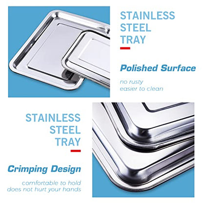 Stainless Steel Tray - Narkysus 3 Pack Stainless Steel Dental Lab Tray 13.5'' X 10'' Flat Metal Tool for Lab Dental Instrument Bathroom Organizer Tattoo Station Tattoo Supplies - size: 3pcs