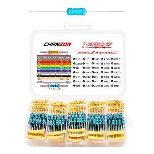 Chanzon 35 Values 1W 0.1R-1MR Ω ohm 175pcs Metal Film Fixed Resistor Kit - size: 2) 1W Kit