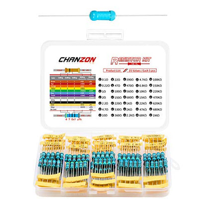 Chanzon 35 Values 1W 0.1R-1MR Ω ohm 175pcs Metal Film Fixed Resistor Kit - size: 2) 1W Kit