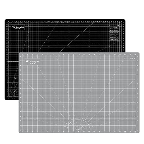HEADLEY TOOLS 18" x 24" Thickened Self Healing Cutting Mat, A2 Rotary Cutting Sewing Mat for Crafts, Double Sided 5-Ply Table Cutting Board for Fabric Quilting Leather Arts Hobby Project, Grey/Black - color: Grey/Black, size: 23.6"L x 17.7"W
