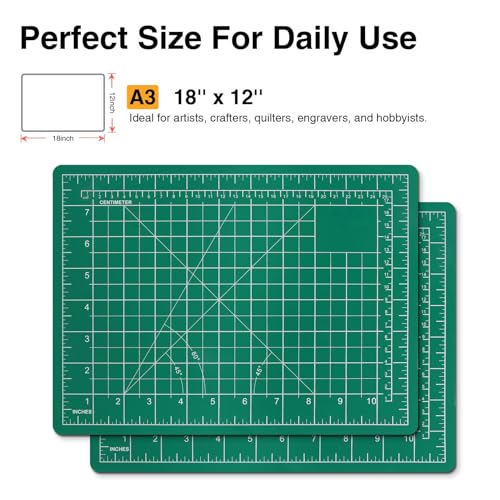 DIYSELF 12in×18in Cutting Mat for Sewing, A3 Cutting Mat, Paper Craft Tools - color: Green, size: 18"L x 12"W