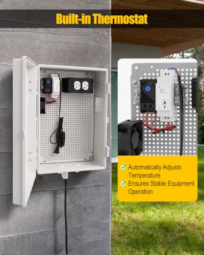 ABS Waterproof Electrical Enclosure Box with Built-in Socket & Thermostat - size: with Thermostat and Socket