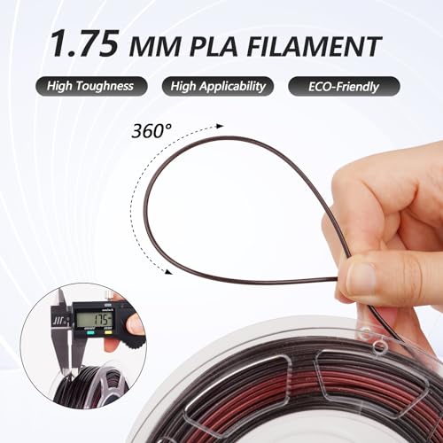 AMOLEN Silk Gradient Rainbow PLA 3D Printer Filament Bundle, 200gX 4 Spools - color: Black Red/Black Blue/Black Purple/Black Green