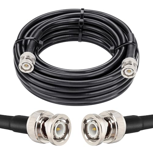 MOOKEERF RG8X BNC Male to BNC Male Coaxial Cable 20FT 50 ohm Ultra Low Loss for Antenna, RF Radio, Modem, Oscilloscope, Spectrum, Analyzer, Signal Generator - size: 20FT