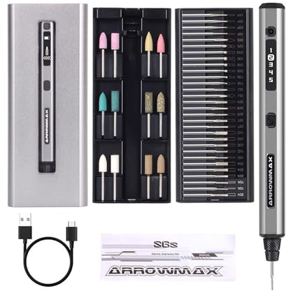 AM ARROWMAX Mini Cordless Rotary Tool Kit, 5 Speed, 30000 RPM, 42 Bits
