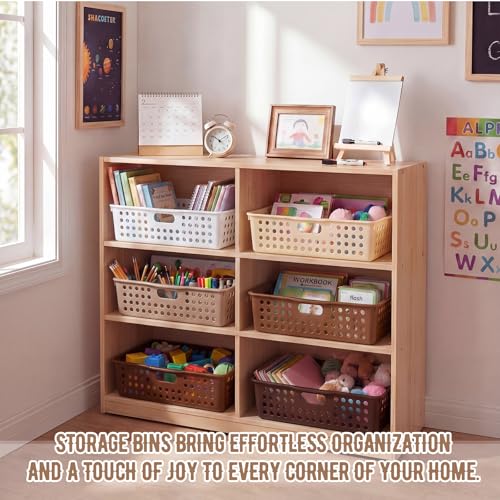 Geetery 12 Pack Classroom Storage Baskets with Handle,Gradient Brown - color: Gradient Brown