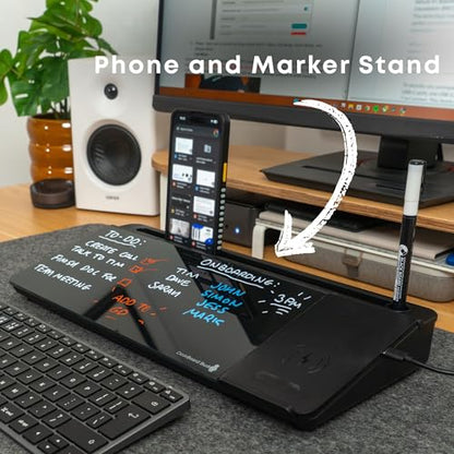 DeskBoard Buddy Desktop Whiteboard + 2 Markers (Black with Wireless Charger) - color: Black With Wireless Charger