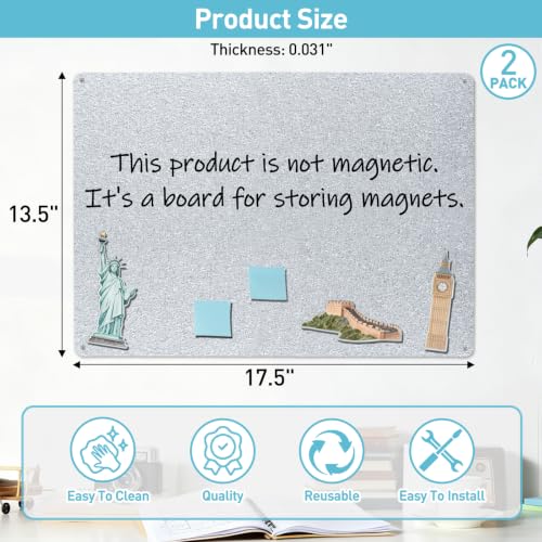 MAXECHO 2 Pack Sliver Gray Magnetic Bulletin Board, 17.5"x13.5" Magnet Boards for Wall, Cabinet to Display Photos, Notes - color: Silver