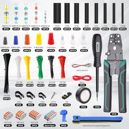 1740pcs Heat Shrink Wire Connector Kit with Crimping Tool for AWG 22-10 - size: 1740pcs