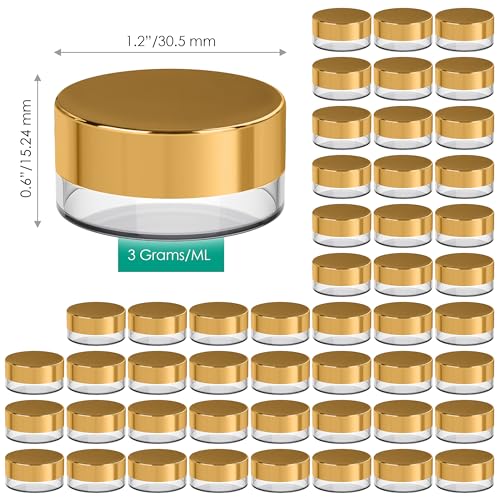 Sample Containers, Sample Jars, Cosmetic, Empty, Small, 3 Gram, 50 PK Gold - color: Gold, size: 50 Pack