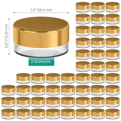 Sample Containers, Sample Jars, Cosmetic, Empty, Mini, 3 Gram, 200 PK Gold - color: Gold, size: 200 Pack