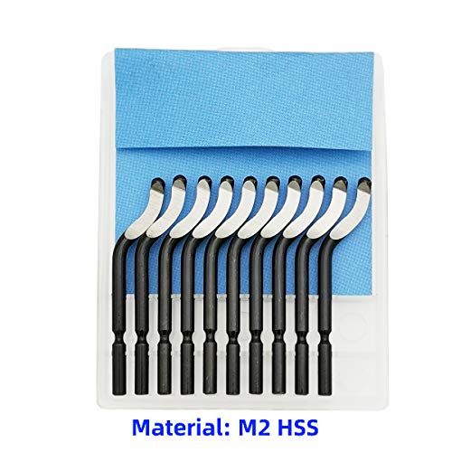 VASTOOLS Deburring Tool Kit - 6.5" Metal Handle Chamfer Tool with 11 M2 HSS Blades, 360° Rotating Head for Aluminum Copper Brass Plastic Pipe & 3D Print Deburring - style: DeburringTool_10blades