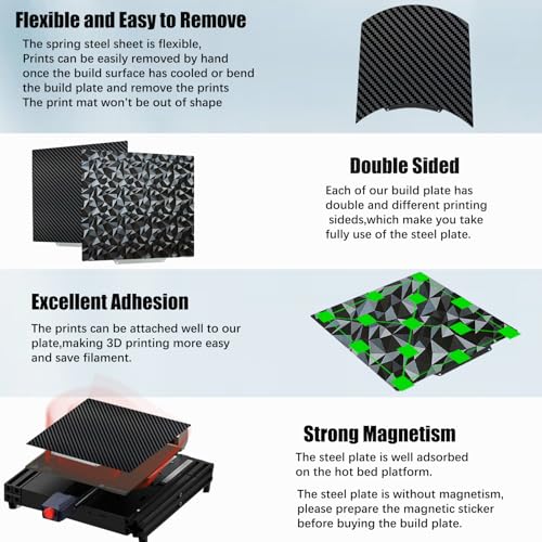 Double Sided Textured PEO PET Build Plate for Ankermake M5/QIDI Q1 Pro 3D Printer,250x250mm HeatingBed Spring Steel Flexible Platform Print Bed - size: 250X250mm