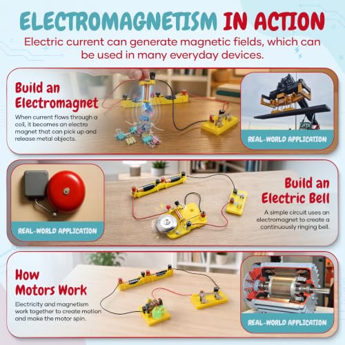Teenii Electricity and Magnetism Kit for Kids, STEM Science Experiments with Electric Circuits, Educational Physics Toy, Science Discovery Game for Boys and Girls 8+, 50 Pieces